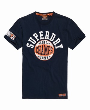 Superdry Podium Mid Weight Férfi Pólók Sötétkék | BLHOM6523